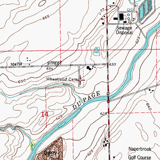 Topographic Map of Wheatland Cemetery, IL