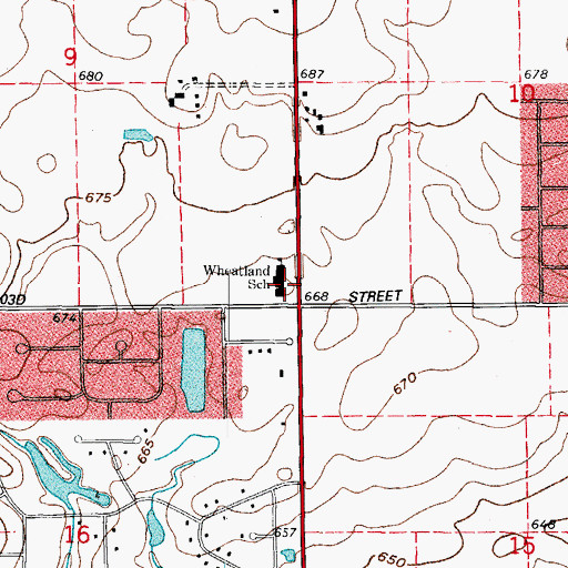 Topographic Map of Wheatland School, IL