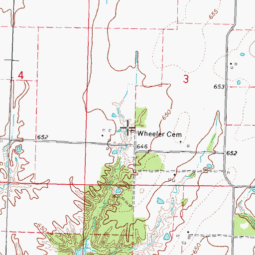 Topographic Map of Wheeler Cemetery, IL