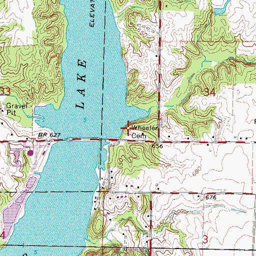 Topographic Map of Wheeler Cemetery, IL