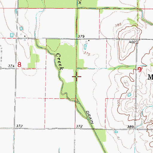 Topographic Map of Wheeler Creek Drain, IL