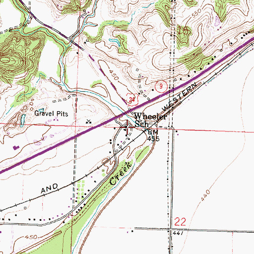 Topographic Map of Wheeler School, IL