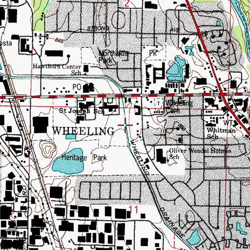 Topographic Map of Wheeling Drainage Ditch, IL