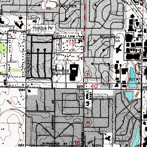Topographic Map of Wheeling High School, IL