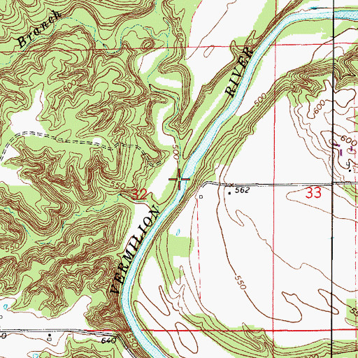 Topographic Map of Whippoorwill Branch, IL