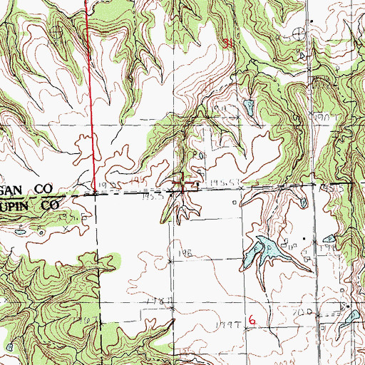 Topographic Map of Whippoorwill School (historical), IL