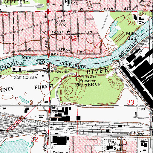 Topographic Map of Whistler Preserve, IL