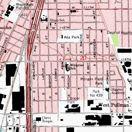Topographic Map of Whistler Elementary School, IL