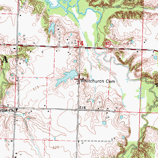Topographic Map of Whitchurch Cemetery, IL