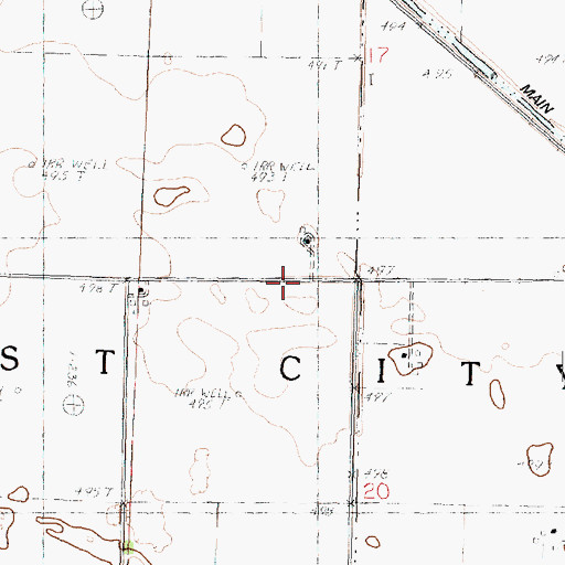 Topographic Map of White and Rowley Ditch, IL