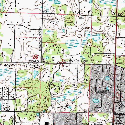 Topographic Map of White Cemetery, IL