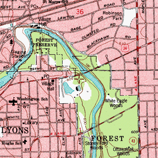Topographic Map of White Eagle Woods North, IL