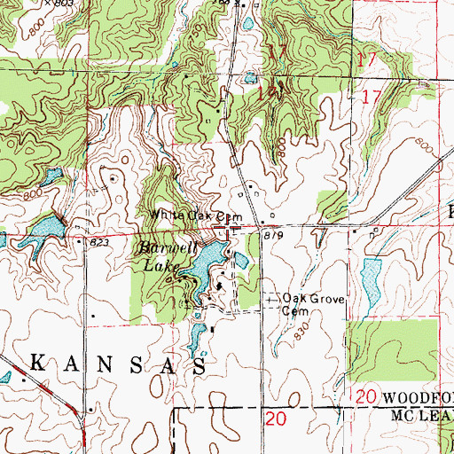 Topographic Map of White Oak Cemetery, IL