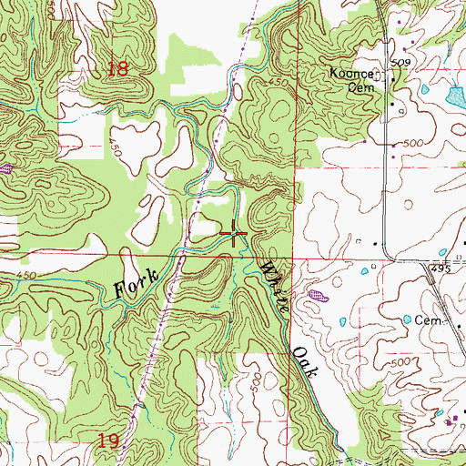 Topographic Map of White Oak Creek, IL