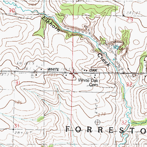 Topographic Map of White Oak School (historical), IL