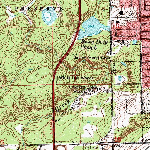 Topographic Map of White Oak Woods, IL