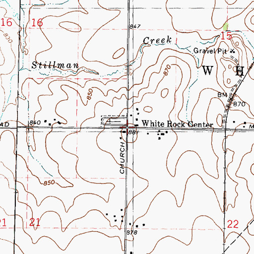 Topographic Map of White Rock Center, IL