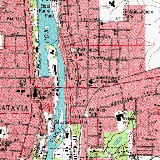 Topographic Map of Louise White Elementary School, IL