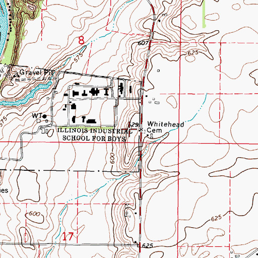 Topographic Map of Whitehead Cemetery, IL