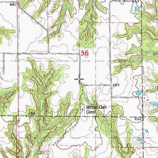 Topographic Map of Whiteoak School (historical), IL