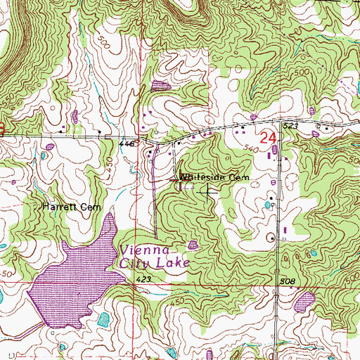 Topographic Map of Whiteside Cemetery, IL