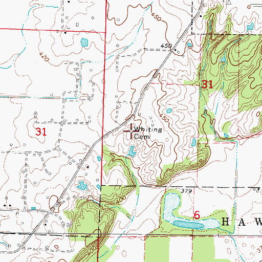 Topographic Map of Whiting Family Cemetery, IL