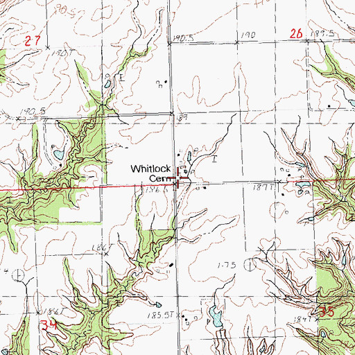 Topographic Map of Whitlock Cemetery, IL