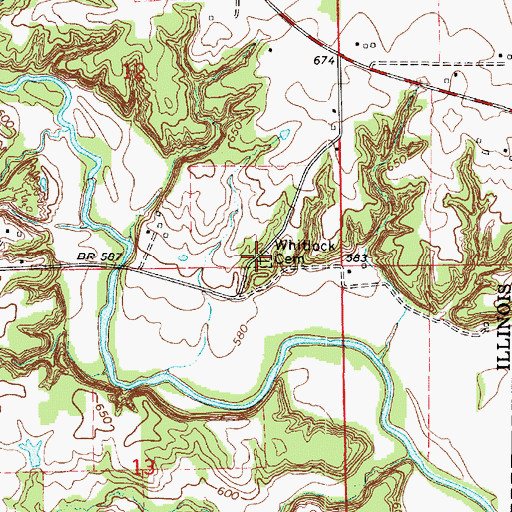 Topographic Map of Whitlock Cemetery, IL