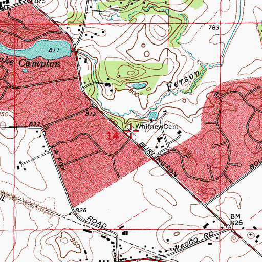 Topographic Map of Whitney Cemetery, IL
