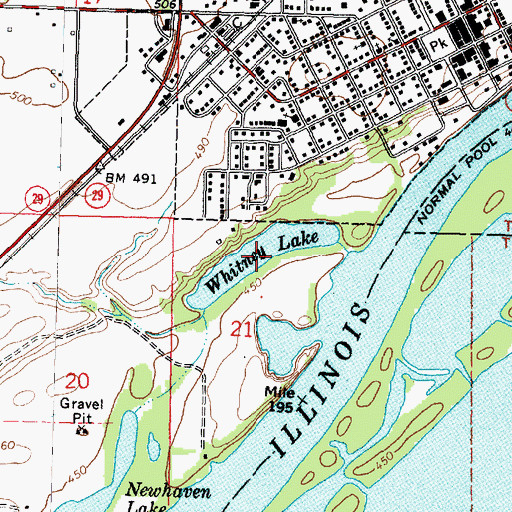 Topographic Map of Whitney Lake, IL