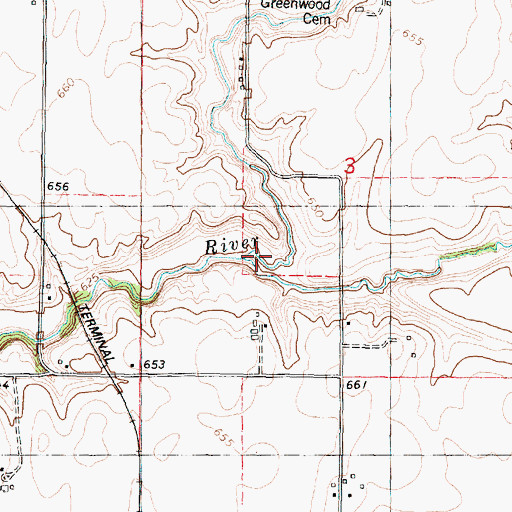 Topographic Map of Whitten Branch, IL