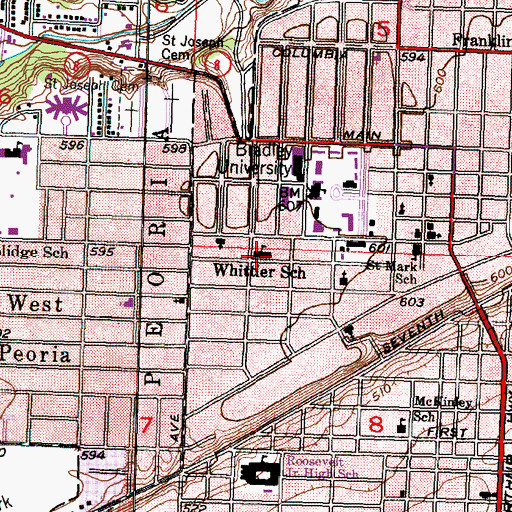 Topographic Map of Whittier Primary School, IL
