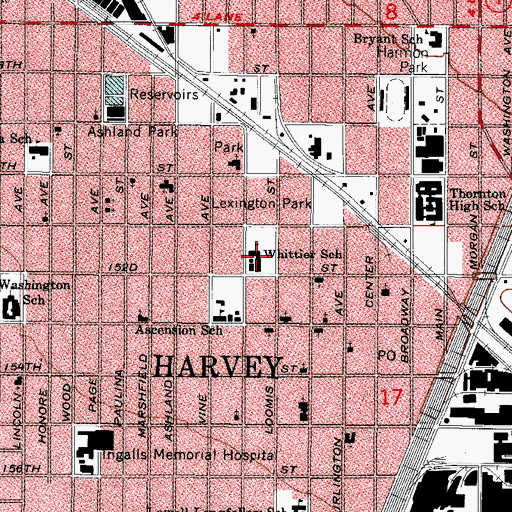 Topographic Map of Whittier School, IL
