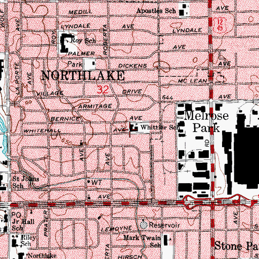 Topographic Map of Whittier Elementary School, IL