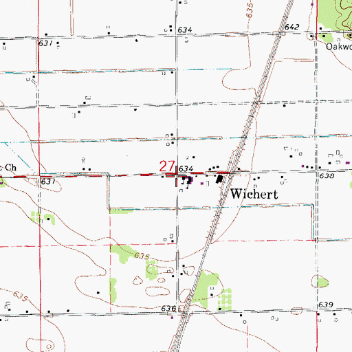 Topographic Map of Wichert, IL