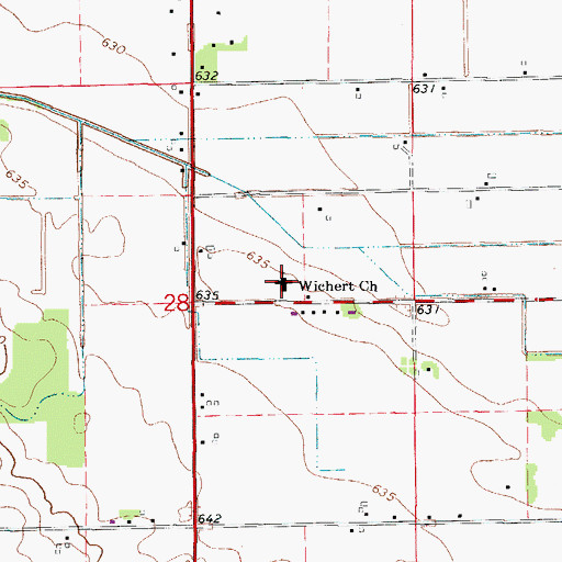 Topographic Map of Wichert Church, IL