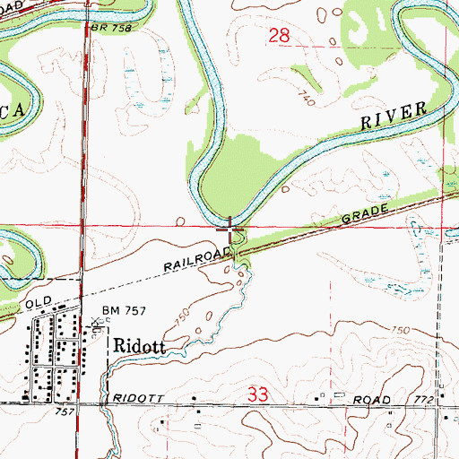 Topographic Map of Wickham Creek, IL