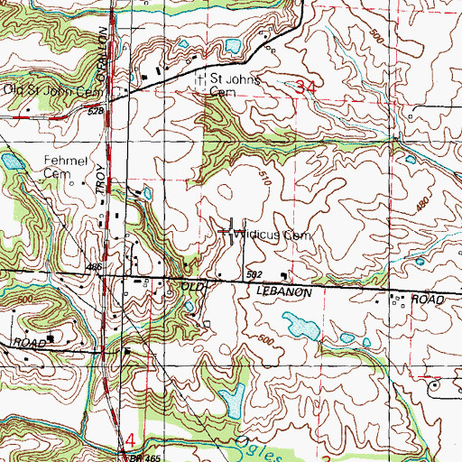 Topographic Map of Widicus Family Cemetery, IL