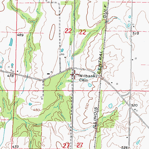 Topographic Map of Wilbanks Cemetery, IL