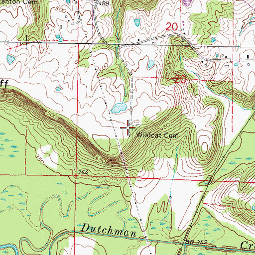 Topographic Map of Wildcat Cemetery, IL