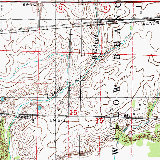 Topographic Map of Wildcat Creek, IL