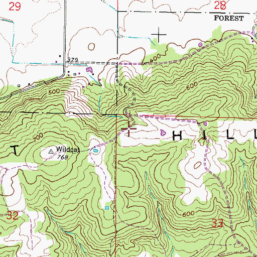 Topographic Map of Wildcat Hills, IL