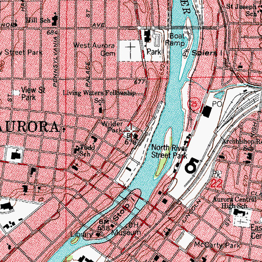 Topographic Map of Wilder Park, IL