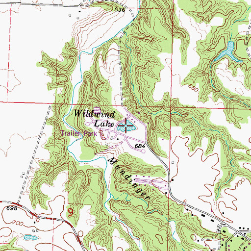 Topographic Map of Wildwind Lake, IL