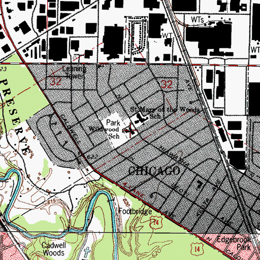 Topographic Map of Wildwood Elementary School, IL