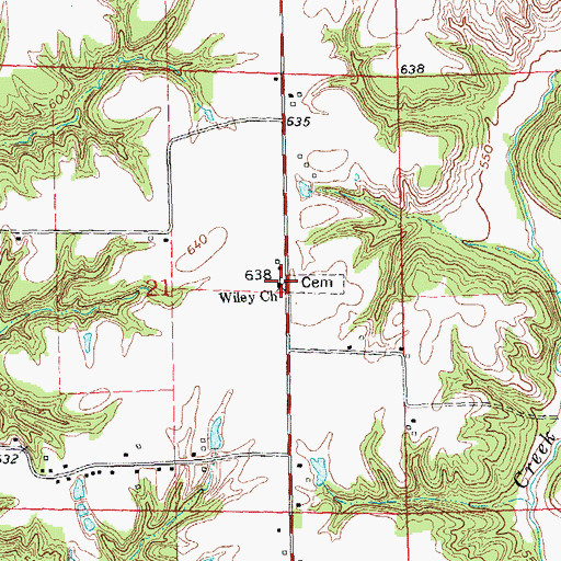 Topographic Map of Wiley Evangelical Lutheran Church, IL