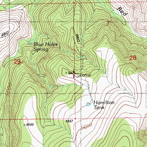 Topographic Map of Hamilton Mesa Corral, AZ