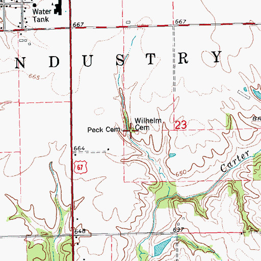 Topographic Map of Wilhelm Cemetery, IL