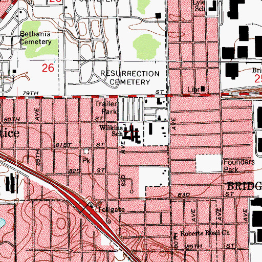 Topographic Map of George T Wilkins School, IL