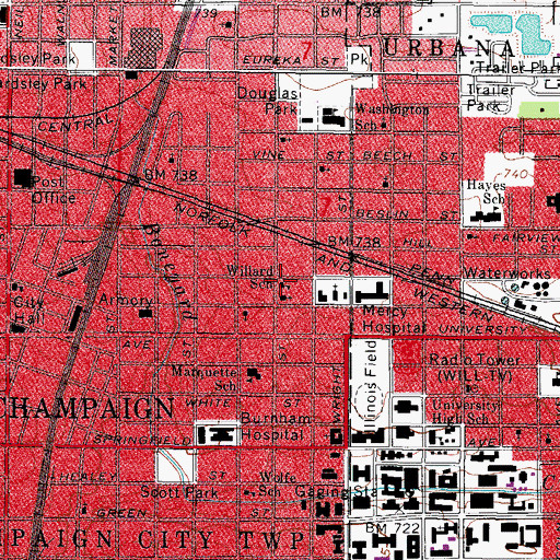 Topographic Map of Willard School, IL